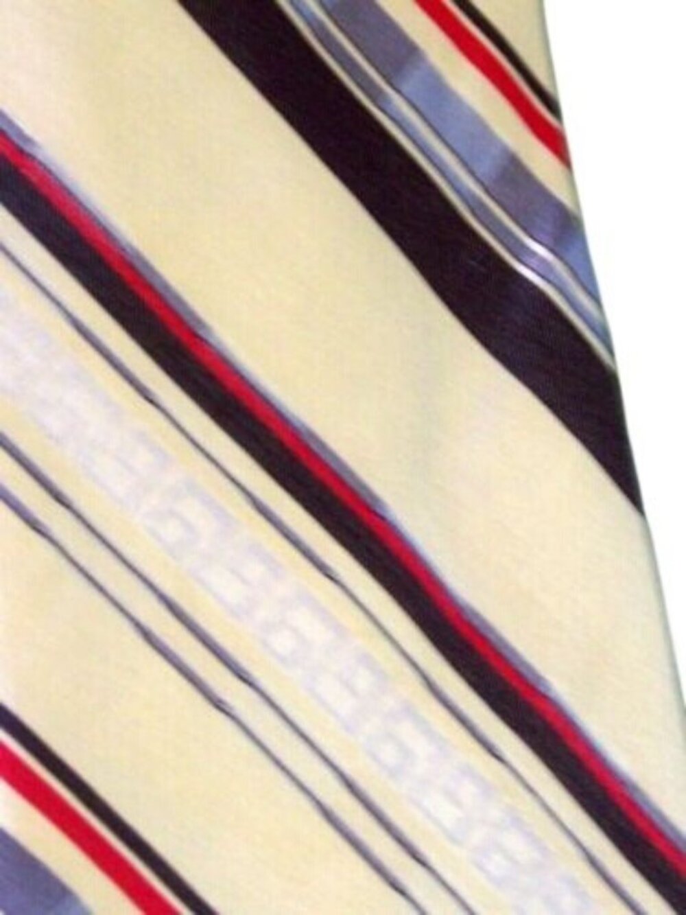 Tie Men's Silk Blend Hai Yan Neck Tie Red Yellow Brown White Stripes Narrow